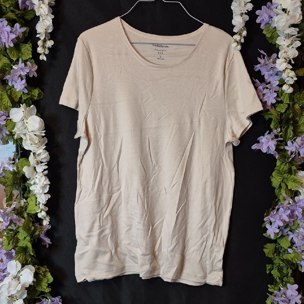 croft & barrow Light Beige Short Sleeve Crewneck Tee